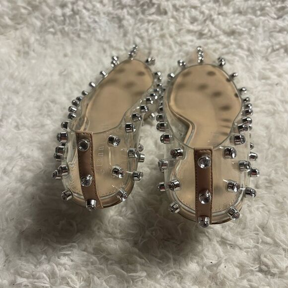 Gianni Bini clear slip on kitten heels studded rhinestones accents SZ 10M - Picture 5 of 12
